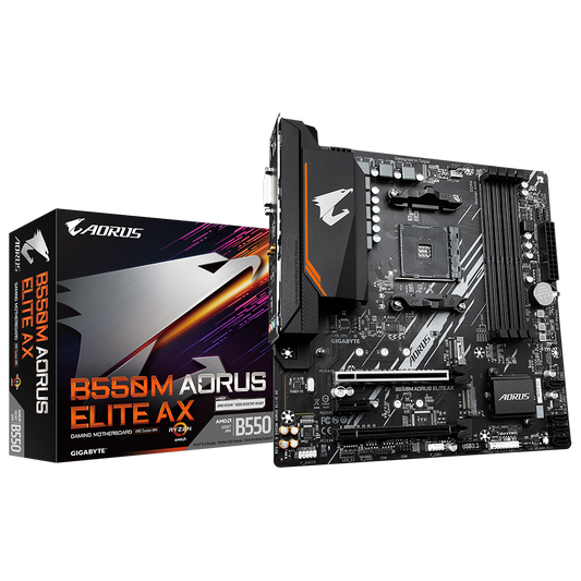 Gigabyte B550M AORUS ELITE AX AM4 DDR4 WIFI DVI HDMI M-Atx