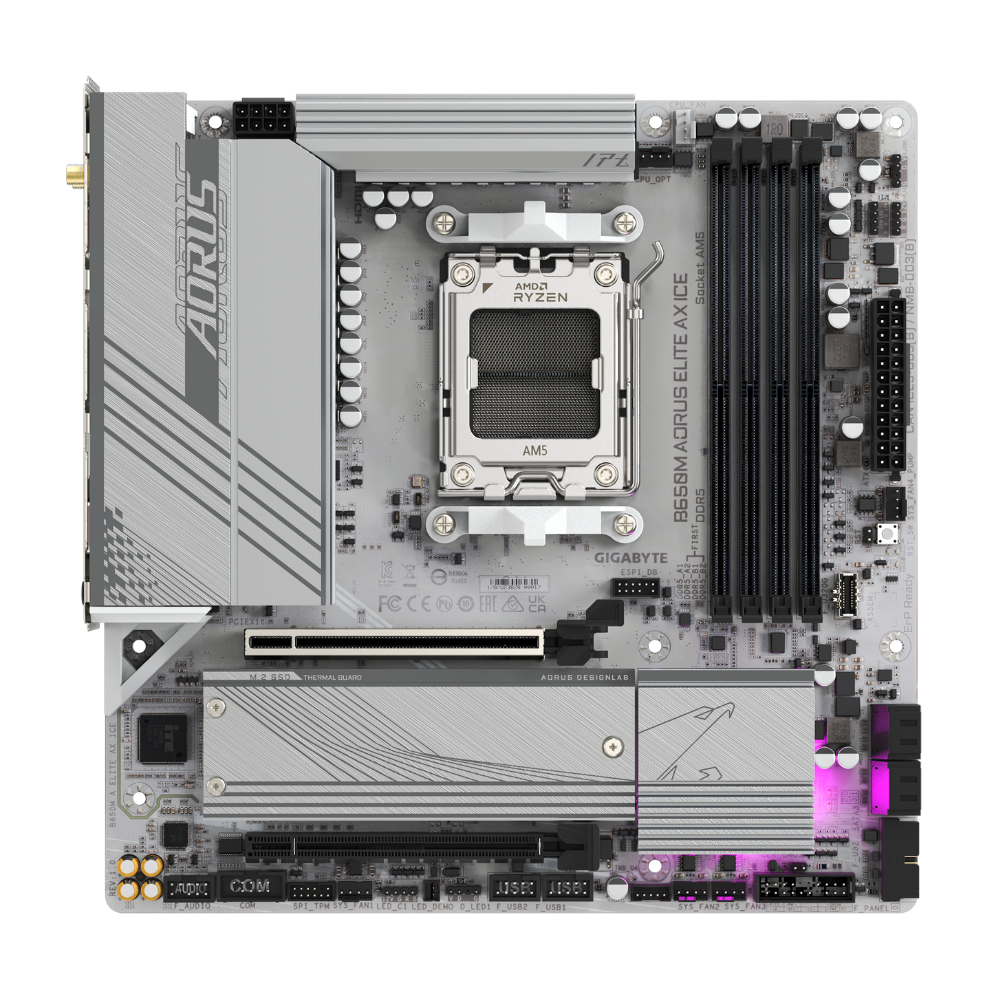 Gigabyte B650M A ELITE AX ICE ATX AM5 WIFI BT PCIE5.0 White