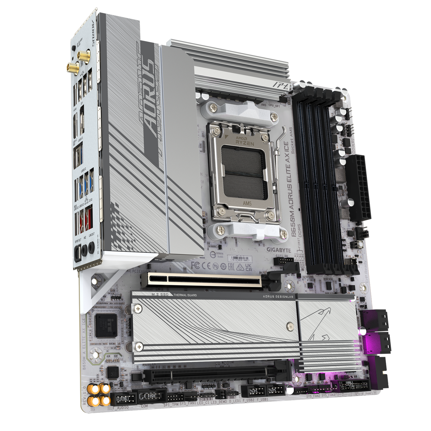 Gigabyte B650M A ELITE AX ICE ATX AM5 WIFI BT PCIE5.0 White