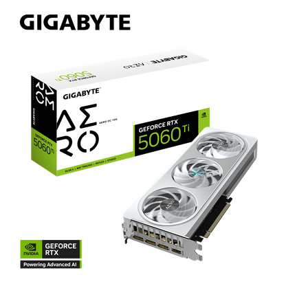 Gigabyte GeForce RTX™ 5060 Ti AERO OC 16GB – מהדורת לבן